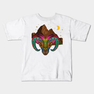 Big Horns in Mountains Kids T-Shirt